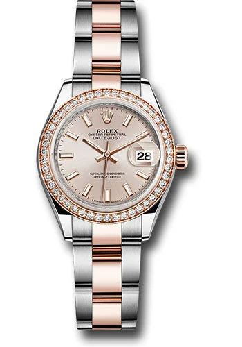 Watches with Gold Plated Cases for a Luxurious LookRolex Steel and Everose Gold Rolesor Lady-Datejust 28 Watch - Diamond Bezel - Sundust Index Dial - Oyster Bracelet - 279381RBR suio