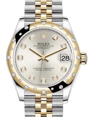 Luxury Brand Automatic Watches for MenRolex Lady-Datejust 31 Yellow Gold/Steel Silver Diamond Dial & Domed Set with Diamonds Bezel Jubilee Bracelet 278343RBR