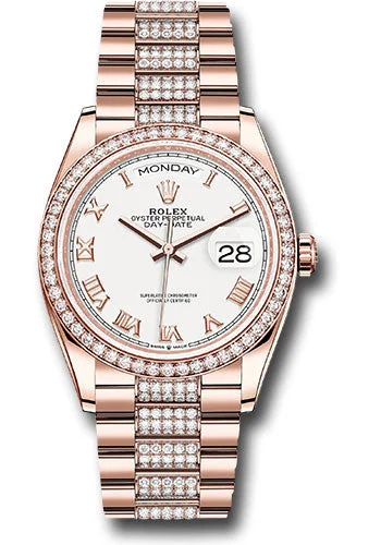 Dressy Watches for Evening EventsRolex Everose Gold Day-Date 36 Watch - Diamond Bezel - White Roman Dial - Diamond President Bracelet - 128345rbr wrdp