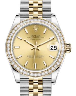 Traveler’s Watches with World Time FunctionRolex Lady-Datejust 31 Yellow Gold/Steel Champagne Index Dial & Diamond Bezel Jubilee Bracelet 278383RBR