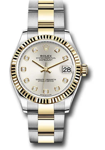 Diamond-Encrusted Luxury Watches for Special OccasionsRolex Steel and Yellow Gold Datejust 31 Watch - Fluted Bezel - Silver Diamond Dial - Oyster Bracelet 278273 sdo