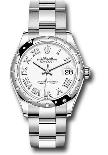 Watches with Gold Plated Cases for a Luxurious LookRolex Steel and White Gold Datejust 31 Watch - Domed 24 Diamond Bezel - White Roman Dial - Oyster Bracelet - 2020 Release - 278344RBR wro