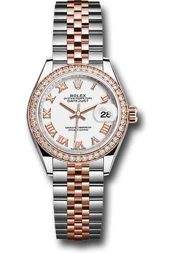 Outdoor Adventure Watches with CompassRolex Steel and Everose Gold Rolesor Lady-Datejust 28 Watch - Diamond Bezel - White Roman Dial - Jubilee Bracelet - 279381RBR wrj