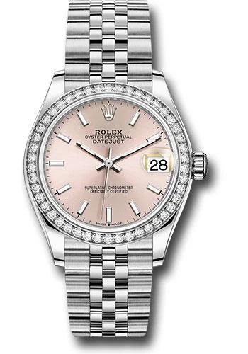 Watches with Gold Plated Cases for a Luxurious LookRolex Steel and White Gold Datejust 31 Watch - Diamond Bezel - Pink Index Dial - Jubilee Bracelet - 278384RBR pij