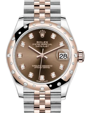 Vintage Style Mechanical Watches for CollectorsRolex Lady-Datejust 31 Rose Gold/Steel Chocolate Diamond Dial & Domed Set with Diamonds Bezel Jubilee Bracelet 278341RBR