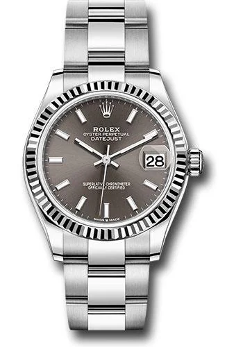 Casual Watches for Weekend OutingsRolex Steel and White Gold Datejust 31 Watch - Fluted Bezel - Dark Grey Index Dial - Oyster Bracelet - 278274 dkgio