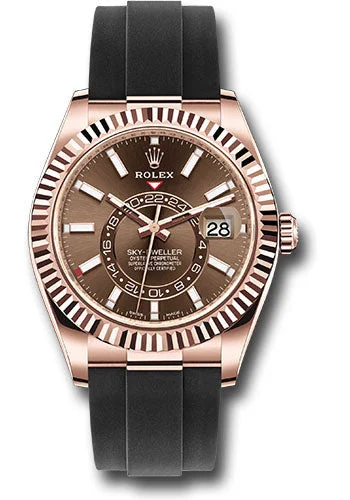 Watches with Backlight for Low-Light ConditionsRolex Everose Gold Sky-Dweller Watch - Chocolate Index Dial - Oysterflex Bracelet - 2020 Release - 326235 choi