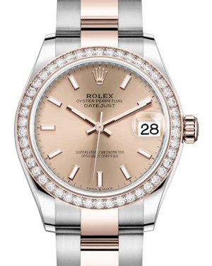 Men’s Dress Watches with Slim ProfilesRolex Lady-Datejust 31 Rose Gold/Steel Rose Index Dial & Diamond Bezel Oyster Bracelet 278381RBR