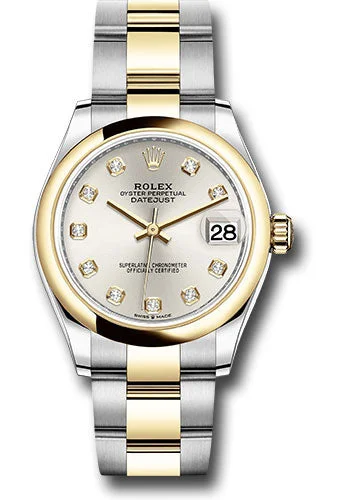 Wristwatches with Second Time Zone FeatureRolex Steel and Yellow Gold Datejust 31 Watch - Domed Bezel - Silver Diamond Dial - Oyster Bracelet 278243 sdo