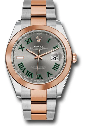 Ceramic Cased Watches with Mother-of-Pearl DialsRolex Steel and Everose Gold Rolesor Datejust 41 Watch - Smooth Bezel - Slate Gray Green Roman Wimbledon Dial - Oyster Bracelet - 126301 slgro