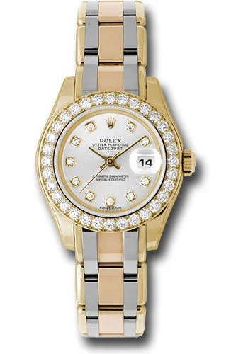 Limited Edition Watches for Exclusive CollectorsRolex Yellow Gold Lady-Datejust Pearlmaster 29 Watch - 32 Diamond Bezel - Silver Diamond Dial - 80298bic sd