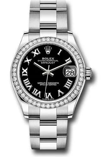 Casual Watches for Weekend OutingsRolex Steel and White Gold Datejust 31 Watch - Diamond Bezel - Black Roman Dial - Oyster Bracelet - 278384RBR bkro