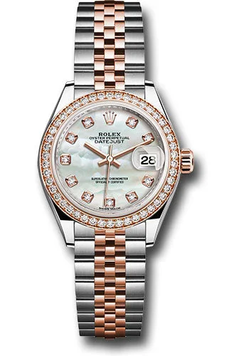 Retro-Inspired Quartz Watches for Retro LoversRolex Steel and Everose Gold Rolesor Lady-Datejust 28 Watch - Diamond Bezel - White Mother-Of-Pearl Diamond Dial - Jubilee Bracelet - 279381RBR mdj