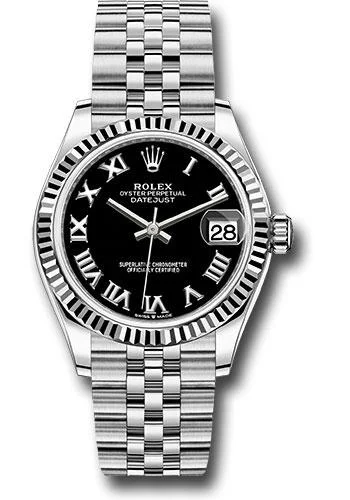 Watches with Silicone Straps for a Soft FeelRolex Steel and White Gold Datejust 31 Watch - Fluted Bezel - Black Roman Dial - Jubilee Bracelet - 278274 bkrj