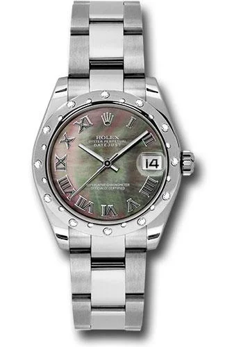 Women’s Watches with Swarovski CrystalsRolex Steel and White Gold Datejust 31 Watch - 24 Diamond Bezel - Dark Mother-Of-Pearl Roman Dial - Oyster Bracelet - 178344 dkmro