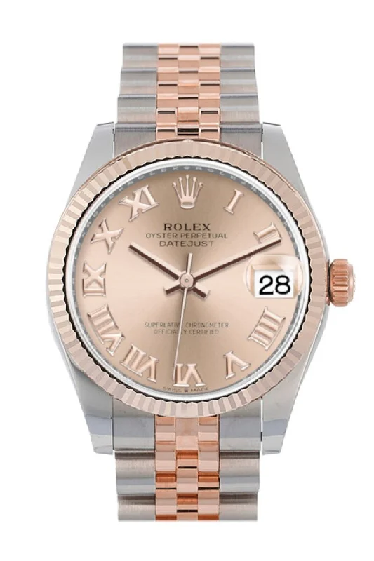 Stainless Steel Bracelet Watches for DurabilityRolex Datejust 31 Rose Roman Dial Fluted Bezel 18K Everose Gold Two Tone Jubilee Watch 278271