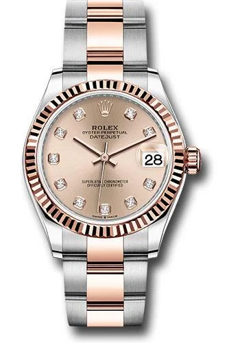 Watches with Silicone Straps for a Soft FeelRolex Steel and Everose Gold Datejust 31 Watch - Fluted Bezel - Chocolate Diamond Dial - Oyster Bracelet - 278271 rodo