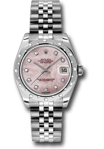 Retro-Inspired Quartz Watches for Retro LoversRolex Steel and White Gold Datejust 31 Watch - 24 Diamond Bezel - Pink Mother-Of-Pearl Diamond Dial - Jubilee Bracelet - 178344 pmdj