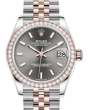 Luxury Quartz Watches with High-End MovementsRolex Lady-Datejust 31 Rose Gold/Steel Rhodium Index Dial & Diamond Bezel Jubilee Bracelet 278381RBR