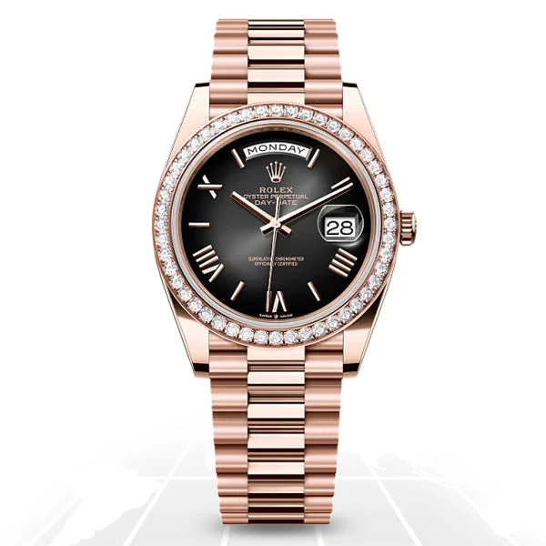 Watches with Rose Gold Plated Cases for a Feminine TouchRolex	Day-Date 40	228345RBR