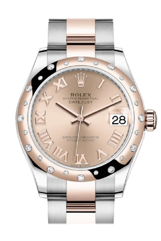 Skeleton Dial Mechanical Watches for Mechanics FansRolex Datejust 31 Rosé colour Roman Dial Diamond Bezel Rose Gold Two Tone Watch 278341RBR 278341