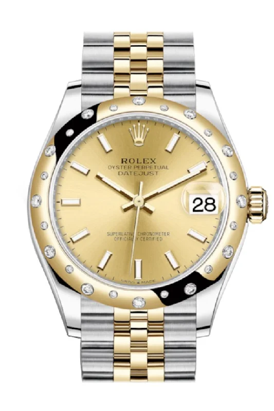 Stainless Steel Mesh Strap Watches for a Sleek LookRolex Datejust 31 Champagne Dial Diamond Bezel Jubilee Yellow Gold Two Tone Watch 278343RBR 278343 NP