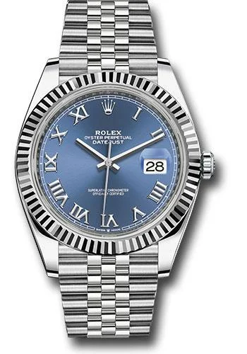 Men’s Watches with Date Display WindowRolex Steel and White Gold Rolesor Datejust 41 Watch - Fluted Bezel - Blue Roman Dial - Jubilee Bracelet - 126334 blrj