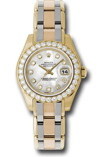 Luxury Brand Automatic Watches for MenRolex Yellow Gold Lady-Datejust Pearlmaster 29 Watch - 32 Diamond Bezel - Mother-Of-Pearl Diamond Dial - 80298bic md