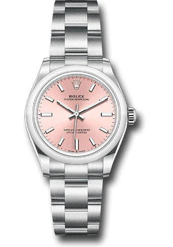 Round Dial Watches with Roman NumeralsRolex Oyster Perpetual 31 Watch - Domed Bezel - Pink Index Dial - Oyster Bracelet - 2020 Release - 277200 pio