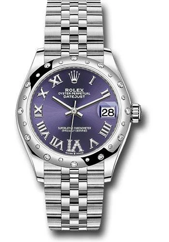 Mechanical Watches with Hand-Winding MechanismRolex Steel and White Gold Datejust 31 Watch - Domed 24 Diamond Bezel - Aubergine Roman Diamond 6 Dial - Jubilee Bracelet - 2020 Release - 278344RBR aubdr6j