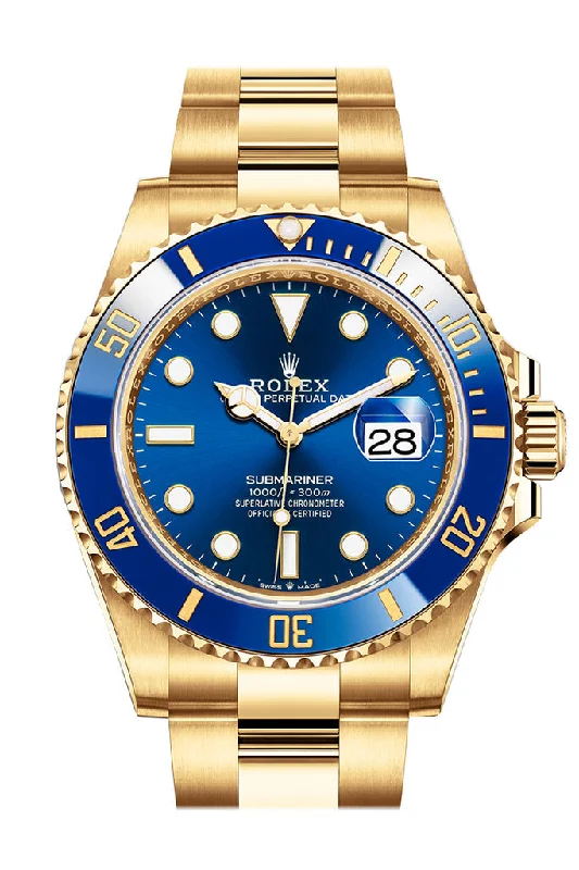 Mechanical Watches with Hand-Winding MechanismRolex Submariner 41 Blue Dial Blue Ceramic Bezel 18K Yellow Gold Bracelet Automatic Men's Watch 126618LB New Release 2020