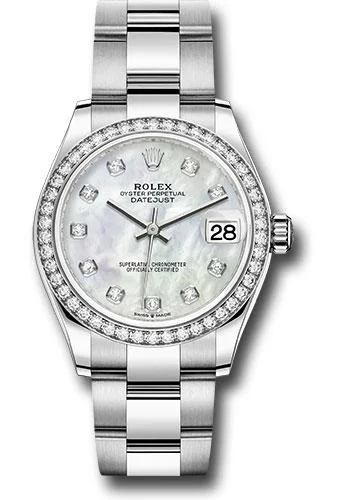 Watches with Matte Finish Cases for a Sophisticated LookRolex Steel and White Gold Datejust 31 Watch - Diamond Bezel - White Mother-Of-Pearl Diamond Dial - Oyster Bracelet - 278384RBR mdo