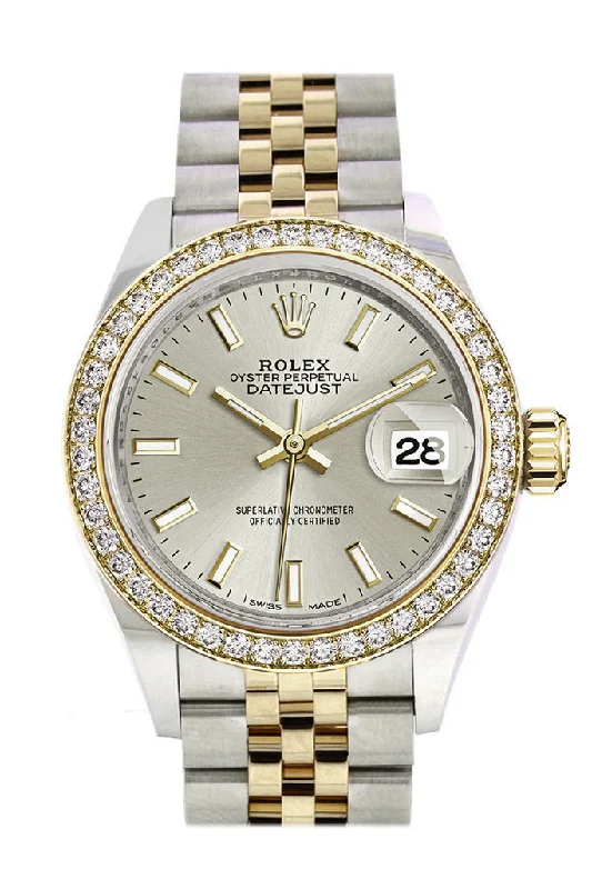 Analog-Digital Hybrid Watches for Dual FunctionalityRolex Datejust 28 Silver Dial Diamond Bezel Yellow Gold Jubilee Ladies Watch 279383RBR 279383