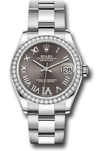 Watches with Power Reserve Indicator (for mechanical)Rolex Steel and White Gold Datejust 31 Watch - Diamond Bezel - Dark Grey Roman Diamond 6 Dial - Oyster Bracelet - 278384RBR dkgdr6o