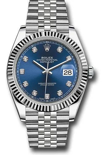 Budget-Friendly Quartz Watches for StudentsRolex Steel and White Gold Rolesor Datejust 41 Watch - Fluted Bezel - Blue Diamond Dial - Jubilee Bracelet - 126334 bldj