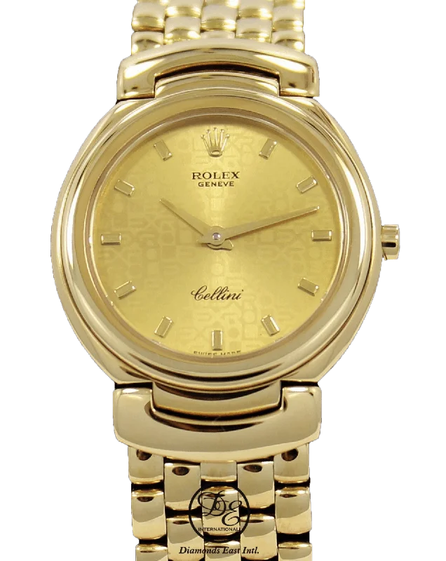 Designer Brand Watches with Unique Dial PatternsRolex Cellini 6621 18K Yellow Gold Jubilee Champagne Dial Ladys Watch