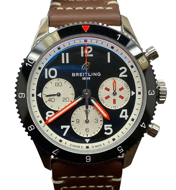 Adjustable Strap Watches for Perfect FitBreitling Classic AVI Chronograph 42 Mosquito Y23380 Black Panda Dial Automatic Men's Watch