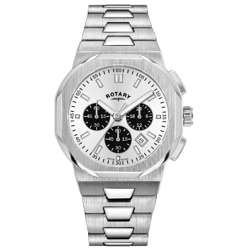 Watches with Glossy Finish Cases for a Shiny AppealRotary Regent Chrono Men's Silver Watch GB05450/59