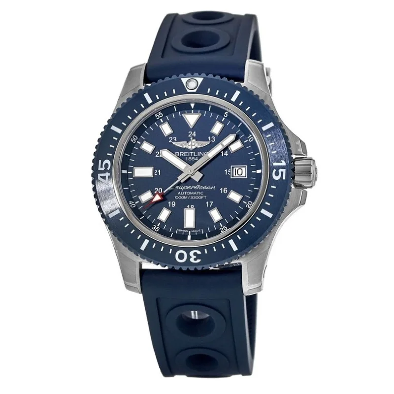 Watches with GMT FunctionBreitling Men's Y1739316-C959-228S Superocean 44 Special  Blue Rubber Watch