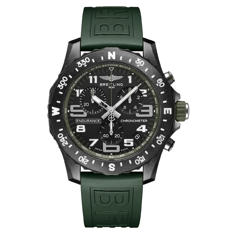 Round Dial Watches with Roman NumeralsBreitling Endurance Pro 44 with Green Strap