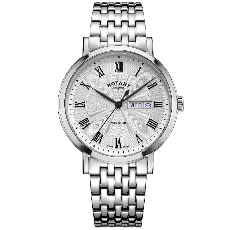 Mechanical Watches with Hand-Winding MechanismRotary Windsor Men's Silver Watch GB05420/01