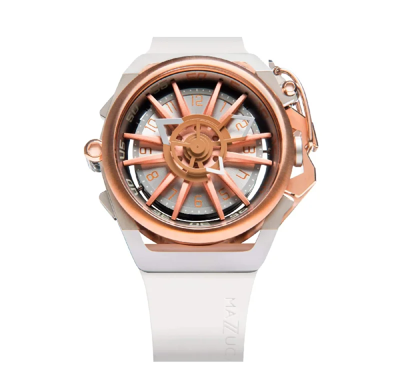 Watches with Embossed Dials for a Textured LookMazzucato Reversible RIM White Rose Gold