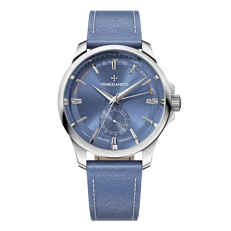 Watches with Stainless Steel PVD Coating for Scratch ResistanceVenezianico Automatic Watch Redentore Riserva di Carica Blue Leather 1321502