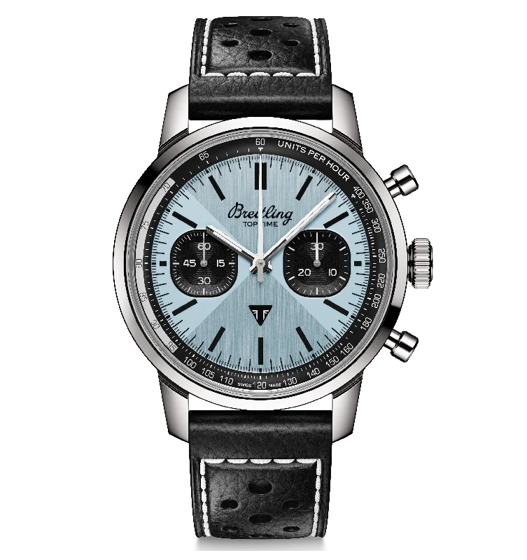 Watches with Braided Straps for a Handmade TouchBreitling Top Time B01 Triumph Watch with Ice Blue Dial