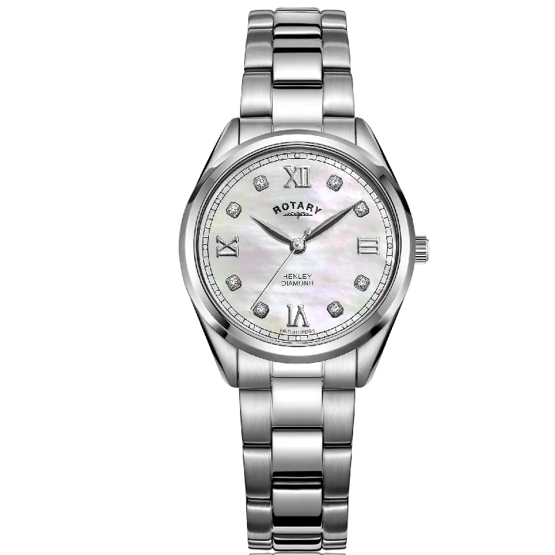 Waterproof Diving Watches with Rotating BezelRotary Henley Ladies White Watch LB05110/07/D