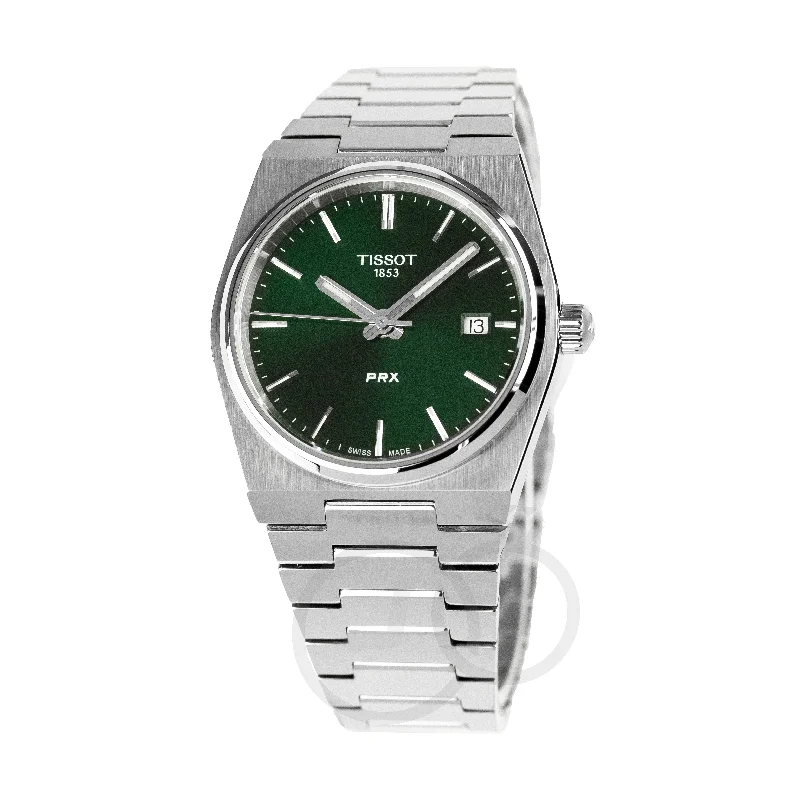 Watches with Stainless Steel PVD Coating for Scratch ResistanceTissot Prx 35Mm Unisex Green Watch T1372101108100