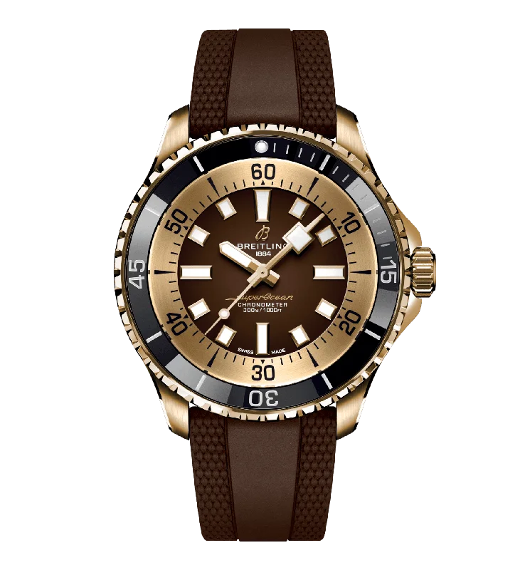 Leather Band Watches with Quick-Release BucklesBreitling Superocean Bronze On Rubber Watch, 44mm