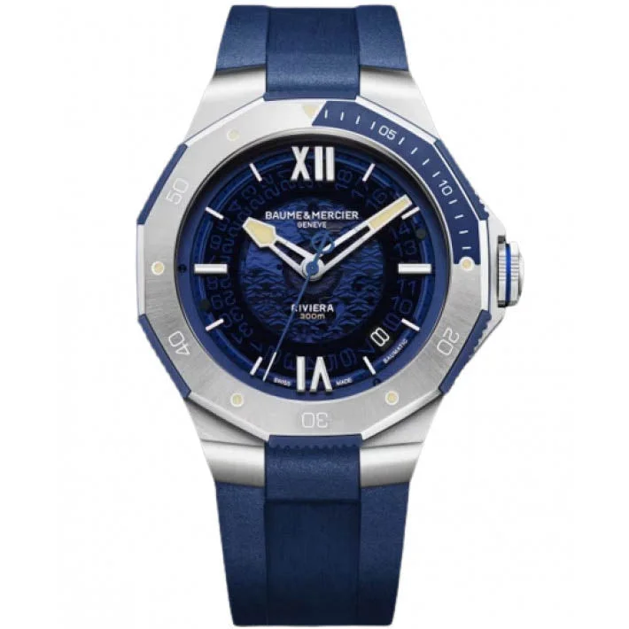 Watches with Engraved Dials for PersonalizationBaume & Mercier Riviera Automatic Men's Blue Watch 10716