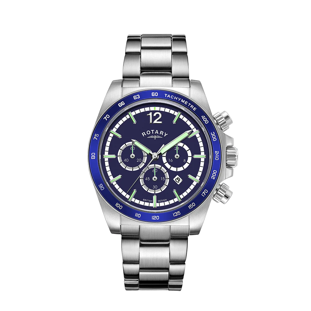 Watches with Skeletonized Hands for a Modern TwistRotary Henley Chrono Men's Blue Watch GB05440/05