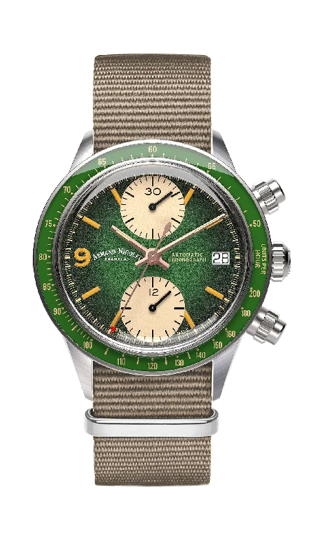 Watches with Gold Plated Cases for a Luxurious LookArmand Nicolet Men's Watch VS1 Chronograph 38mm Green A510AVAA-VS-BN19500AAGG